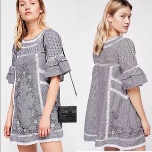 NWT Free People Sunny Day Gingham Mini Dress L